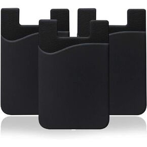 YWXTW Cell Phone Wallet, Silicone 3M Adhesive Stick-on Wallet for Credit Card, Ultra-Slim Id Holder Wallet Pouch Sleeve Pocket for Smartphones (iPhone/Android/Sumsung Galaxy) (3 Pack Black)