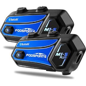 Fodsports M1-S Plus Motorcycle Bluetooth Headset with Customized HRSQS Speakers, One-Click Pairing, Microphone Mute, FM, Helmet Intercom up to 10 Riders with Music Sharing, Wonderful Sound, 2 Pack in Kuwait