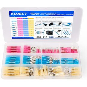 450 قطعة من موصلات الأسلاك المنكمشة بالحرارة من Kuject، مجموعة أطراف أسلاك كهربائية متعددة الأغراض مقاومة للماء، موصلات مجعدة معزولة بحلقة شوكة ووصلات بعقب لشاحنة القوارب البحرية للسيارات in Kuwait