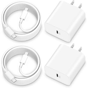 20W Fast Charger for iPhone 15/15 Pro/15 Pro Max, iPad Pro 12.9/11 inch, iPad 10/Mini 6, iPad Air 5/4th, AirPods, 2Pack USB C Wall Charger Fast Charging Block with 60W/3A 3FT USB C to C Cable (Blue)