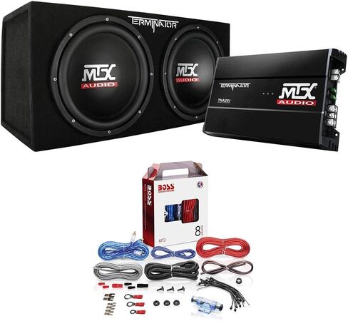 BOSS Audio Systems MTX TNP212D2 12 Inch 1200W Dual Car Subwoofer Audio, Sub Box, and Amplifier Bundle KIT2 Amplifier Installation Wiring Kit in Saudi Arabia