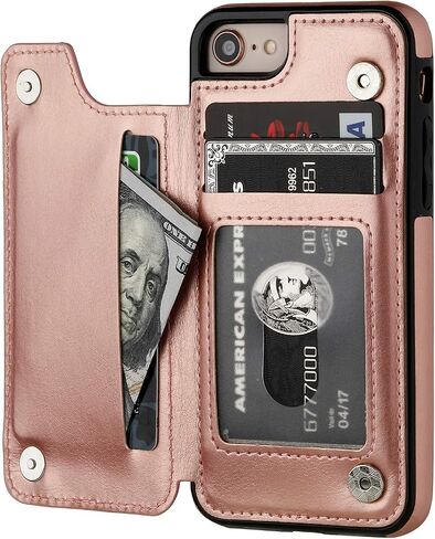 ONETOP for iPhone SE(2022)/SE(2020)/8/7 Wallet Case,Black in Kuwait