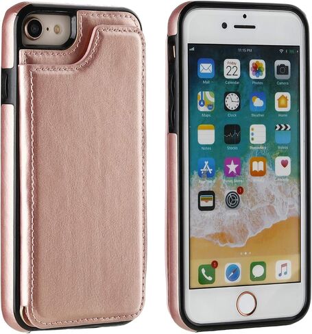 ONETOP for iPhone SE(2022)/SE(2020)/8/7 Wallet Case,Black in Kuwait