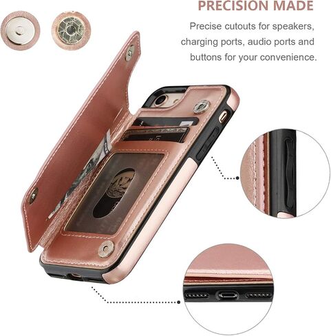 ONETOP for iPhone SE(2022)/SE(2020)/8/7 Wallet Case,Black in Kuwait