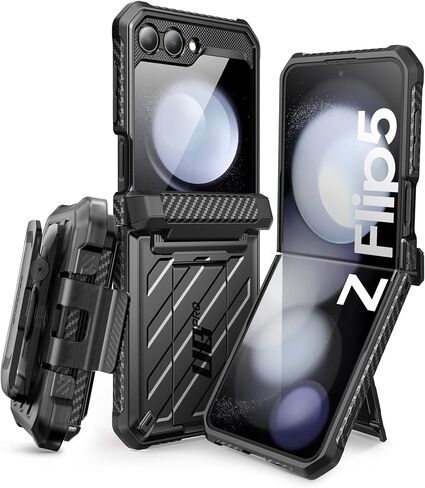 SUPCASE Unicorn Beetle Pro Series Case for Samsung Galaxy Z Flip 5 5G (2023), [Hinge Protection] Dual Layer Rugged Protective Case with Holster & Kickstand (Black) in Saudi Arabia