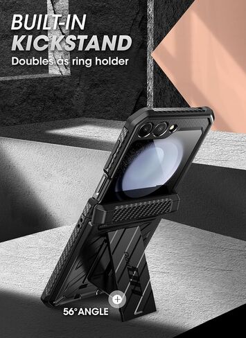 SUPCASE Unicorn Beetle Pro Series Case for Samsung Galaxy Z Flip 5 5G (2023), [Hinge Protection] Dual Layer Rugged Protective Case with Holster & Kickstand (Black) in Saudi Arabia