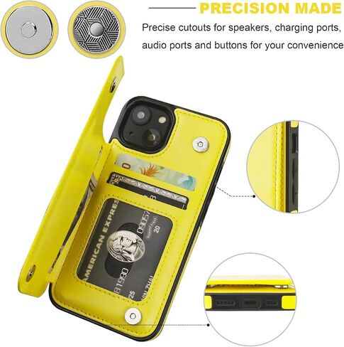 ONETOP for iPhone 14 Wallet Case with Credit Card Holder,Blue | Kickstand,ID/Cash Holder,Case Wallet with Card Slots,Double Magnetic Clasp,Durable PU Leather Shockproof Cover for Women Men in Kuwait