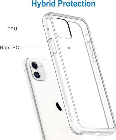 حافظة JETech لهاتف iPhone 11 مقاس 6.1 بوصة، غطاء ممتص للصدمات غير أصفر اللون، ظهر شفاف مضاد للخدش (شفاف) in Kuwait