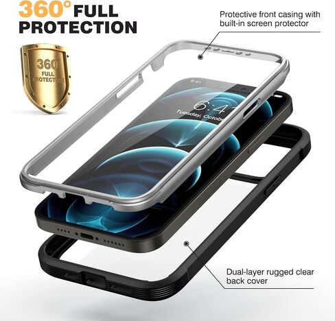 حافظة Miracase مصممة لهاتف iPhone 12 Pro Max، حافظة متينة لكامل الجسم مع واقي شاشة مدمج حساس للمس ومضاد للخدش، حافظة TPU ناعمة متوافقة مع iPhone 12 Pro Max 6.7 بوصة، أزرق ذهبي in Kuwait