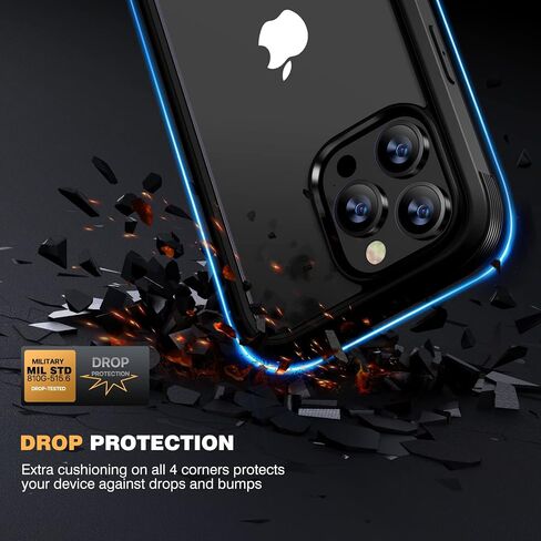 حافظة Miracase مصممة لهاتف iPhone 12 Pro Max، حافظة متينة لكامل الجسم مع واقي شاشة مدمج حساس للمس ومضاد للخدش، حافظة TPU ناعمة متوافقة مع iPhone 12 Pro Max 6.7 بوصة، أزرق ذهبي in Kuwait