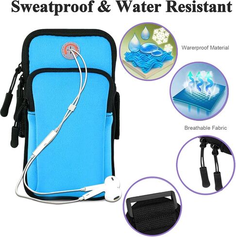Phone Holder for Running Armband iPhone 17 16 16e 15 14 13 12 11 Pro Max XS XR Plus Mini Galaxy Ultra S26 S25 S24 S23 S22 S21 Note 20 10 Pouch Bag, Arm Band Sleeve Fit Sport Gym Hiking Black in Kuwait