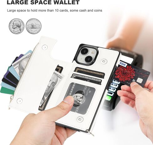 Bocasal Crossbody Wallet Case with Strap for iPhone 15, Black in Kuwait