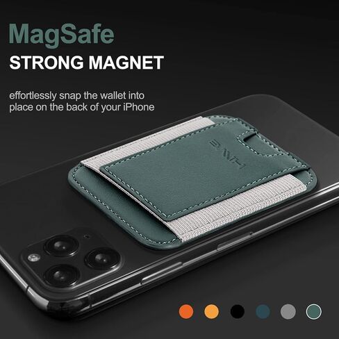 HiWe for MagSafe Wallet, 7 Cards Holder, RFID Blocking, Stronger Magnets | Magnetic Wallet for iPhone 17/16/15/14/13/12 Series, Minimalist Slim, 1 Slot, Black & Black in Kuwait