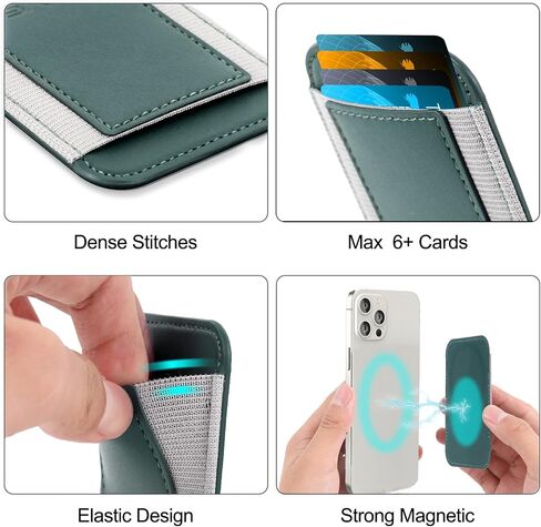 HiWe for MagSafe Wallet, 7 Cards Holder, RFID Blocking, Stronger Magnets | Magnetic Wallet for iPhone 17/16/15/14/13/12 Series, Minimalist Slim, 1 Slot, Black & Black in Kuwait