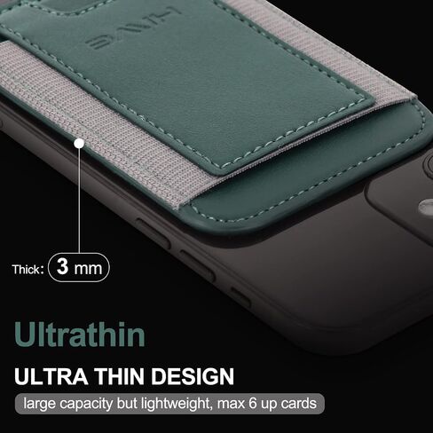 HiWe for MagSafe Wallet, 7 Cards Holder, RFID Blocking, Stronger Magnets | Magnetic Wallet for iPhone 17/16/15/14/13/12 Series, Minimalist Slim, 1 Slot, Black & Black in Kuwait