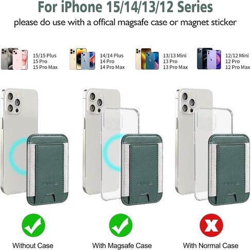 HiWe for MagSafe Wallet, 7 Cards Holder, RFID Blocking, Stronger Magnets | Magnetic Wallet for iPhone 17/16/15/14/13/12 Series, Minimalist Slim, 1 Slot, Black & Black in Kuwait