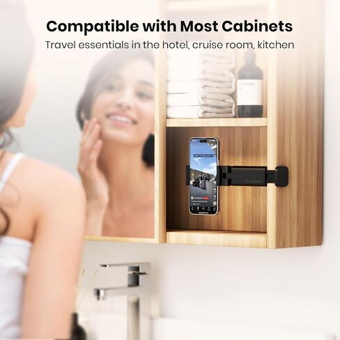 Airplane in Flight Phone Holder,Klealook 4 in 1 Adjustable Phone Stand for Travel,360°Rotating Desk Phone Clamp,Portable Foldable Phone Hook,Universal Phone Mount for Phone/Travel/Home/Office-Black in Kuwait