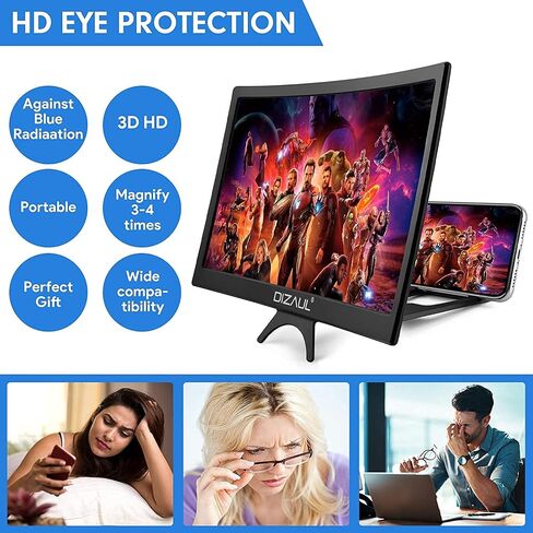 16 inch 3D Screen Magnifier for Smartphone – Curved HD Mobile Phone Amplifier Screen – Foldable Phone Screen Amplifier – Compatible with Android, iPhone and Gaming Devices in Saudi Arabia