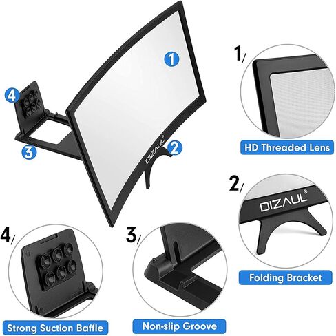 16 inch 3D Screen Magnifier for Smartphone – Curved HD Mobile Phone Amplifier Screen – Foldable Phone Screen Amplifier – Compatible with Android, iPhone and Gaming Devices in Saudi Arabia