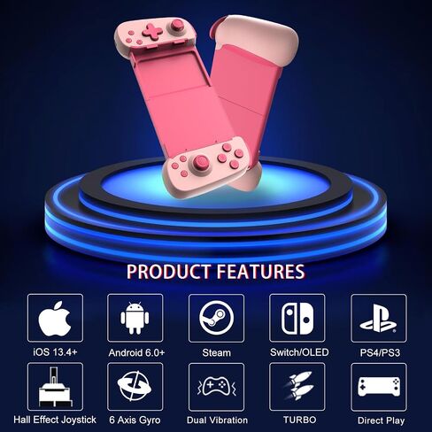 Joso Wireless Phone Controller for iPhone/Android, Mobile Game Controller with Hall Joystick Suitable for Xbox Cloud Gaming, PS Remote Play, Steam Link, Call of Duty & More - Gray in Kuwait