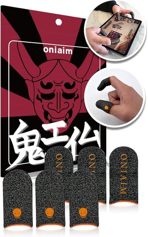 鬼エイム OniAim Gaming Finger Sleeves High Sensitivity Silver Fiber Mobile Game Thumb Covers for FPS, Sound Games, PUBG Anti-Sweat 6-Pack DemonSleeves (Orange) in Saudi Arabia