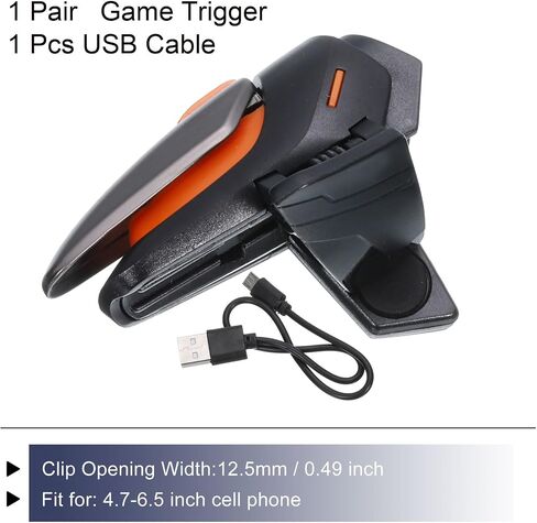 MECCANIXITY Gaming Trigger Mobile Game Controller 1 زوج النار مفتاح انفجار مطلق النار الأسود للهاتف الخليوي 4.7-6.5 بوصة مع كابل USB 20 سم in Kuwait