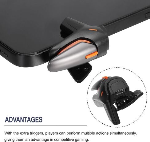 MECCANIXITY Gaming Trigger Mobile Game Controller 1 زوج النار مفتاح انفجار مطلق النار الأسود للهاتف الخليوي 4.7-6.5 بوصة مع كابل USB 20 سم in Kuwait