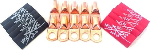 (10) 4 Gauge Copper Ring Terminals 3/8" Red/Black Heat Shrink Tubing Lugs in Saudi Arabia