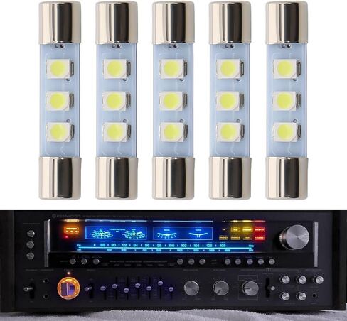 AC Audio Equipment Receiver Reading Light LED Fuse Lamp 29mm 8 Volt 5 Pack (Warm White) in Saudi Arabia