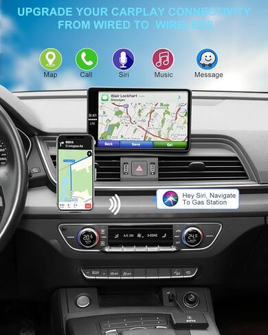 محول Carplay اللاسلكي لأجهزة Apple iPhone، وصلة وتشغيل دونجل تشغيل السيارة للسيارات مع Carplay سلكي من المصنع متوافق مع iPhone iOS 11+، اتصال تلقائي، محول USB A/C in Kuwait