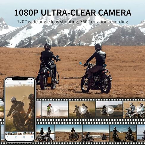 فودسبورتس كاميرا سماعة راس بلوتوث للدراجة النارية، HD 1080P | تحكم عن طريق التطبيق | مشاركة الموسيقى | بطارية 2000mAh | نظام اتصال لاسلكي عالمي لخوذة الدراجة النارية مع بطاقة TF 64G in Kuwait