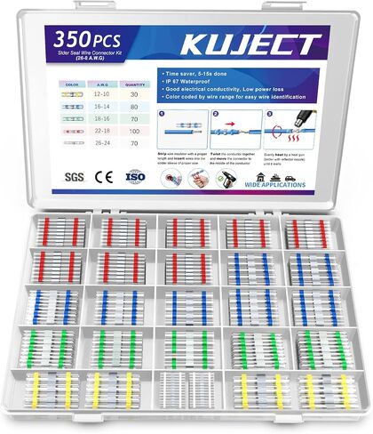 Kuject 120PCS Solder Seal Wire Connectors, Self-Solder Heat Shrink Butt Connector Solder Sleeve Waterproof Insulated Electrical Butt Splice Wire Terminals for Marine Automotive Boat Truck Wire Joint in Kuwait