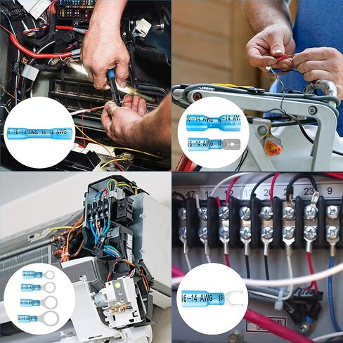 450 قطعة من موصلات الأسلاك المنكمشة بالحرارة من Kuject، مجموعة أطراف أسلاك كهربائية متعددة الأغراض مقاومة للماء، موصلات مجعدة معزولة بحلقة شوكة ووصلات بعقب لشاحنة القوارب البحرية للسيارات in Kuwait