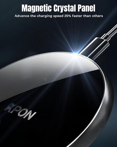 شاحن لاسلكي KPON متوافق مع Popsocket/Otterbox/حافظات سميكة تصل إلى 10 مم، لوحة شحن لاسلكية بحد أقصى 15 وات لهاتف iPhone 15 Pro/14/13/12/11/SE/X/8/ (يتضمن محول PD) in Kuwait