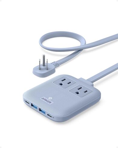 محطة شحن Anker Nano (67 واط كحد أقصى)، شريط طاقة 6 في 1 USB C لأجهزة iPhone 14/13 وMacBook، مع قابس مسطح وسلك تمديد رفيع غير قابل للفصل بطول 5 أقدام، 2 تيار متردد، 2 USB A، 2 USB C، للمنزل والمكتب( شل الأبيض) in Kuwait