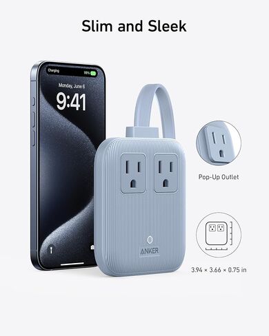 محطة شحن Anker Nano (67 واط كحد أقصى)، شريط طاقة 6 في 1 USB C لأجهزة iPhone 14/13 وMacBook، مع قابس مسطح وسلك تمديد رفيع غير قابل للفصل بطول 5 أقدام، 2 تيار متردد، 2 USB A، 2 USB C، للمنزل والمكتب( شل الأبيض) in Kuwait
