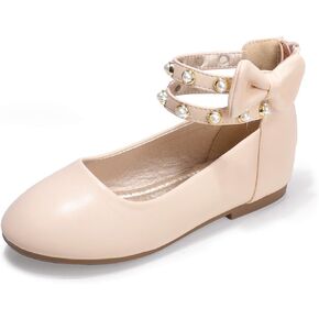 PANDANINJIA Jessica Toddler Girls Dress Shoes Ankle Strap Ballet Flats Flower Girl Shoes for Wedding Party School
