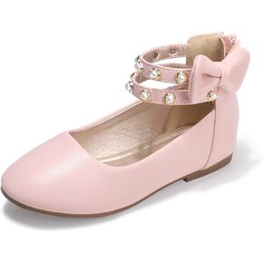 PANDANINJIA Jessica Toddler Girls Dress Shoes Ankle Strap Ballet Flats Flower Girl Shoes for Wedding Party School