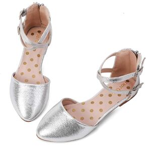nerteo Girl's Pretty Glitter Ballet Flats Ankle Strap Dress Shoes Sandals (Toddler/Little Kid/Big Kid) in Kuwait
