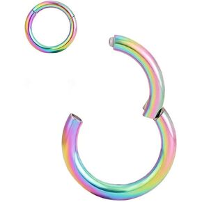 حلقات الأنف، 316L حلقات الأنف المفصلية من الفولاذ الجراحي 20 جرام 18 جرام 16 جرام 14 جرام حلقة الحاجز الحلزوني الغضروف هوب حلق ثقب الجسم مجوهرات قطر 5 مم - 14 مم، ذهبي، ذهبي وردي، فضي، أسود، قوس قزح in Kuwait
