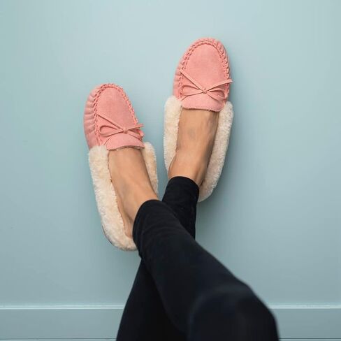 Floopi Women Slippers Moccasins, Soft Faux Fur Lining with Cozy Memory Foam, Ladies House Slippers for Women with Indoor & Outdoor Anti-Skid Sole in Saudi Arabia