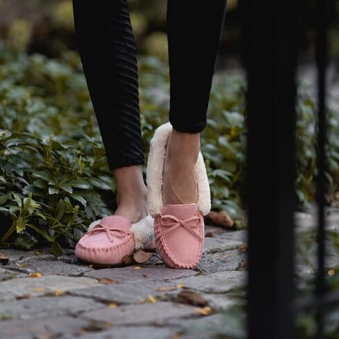 Floopi Women Slippers Moccasins, Soft Faux Fur Lining with Cozy Memory Foam, Ladies House Slippers for Women with Indoor & Outdoor Anti-Skid Sole in Saudi Arabia