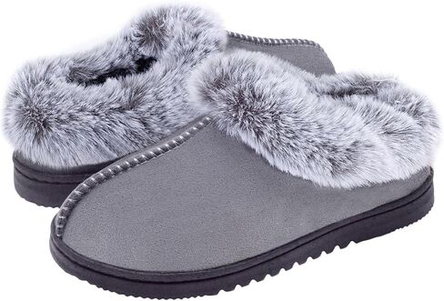 UBXRIN Womens Fuzzy Memory Foam Slippers Boots Cozy Faux Fur House Shoes Indoor Outdoor Rubber Sole Anti-Skid in Saudi Arabia