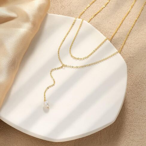 NECOCY القلائد الطويلة للنساء، 14K مطلية بالذهب تشيكوسلوفاكيا اللؤلؤ دائرة شريط قلادة Y على شكل الوهق قلادة الذهب قطرة قلادة قلادة ذهبية بسيطة للنساء الفتيات هدية in Kuwait