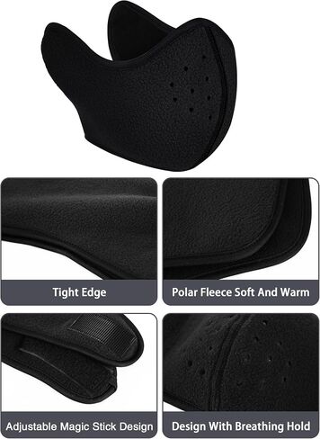4 Pieces Winter Face Cover Fleece Neck Gaiter Unisex Breathable Neck Warmer with Earmuffs in Saudi Arabia