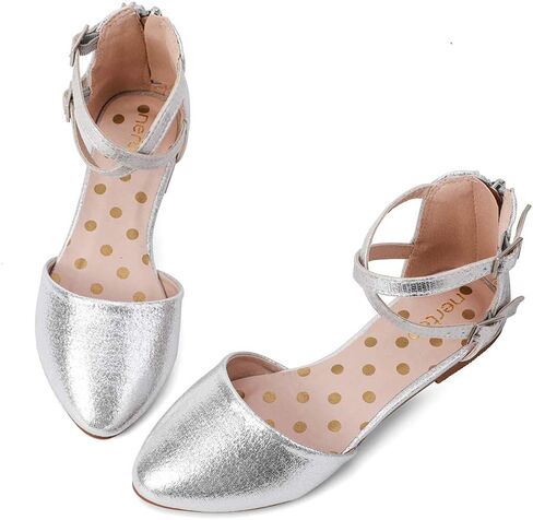 nerteo Girl's Pretty Glitter Ballet Flats Ankle Strap Dress Shoes Sandals (Toddler/Little Kid/Big Kid) in Kuwait
