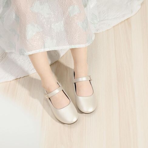 PANDANINJIA Girls Dress Shoes Flower Girl Ballet Pearl Flats Adela Wedding Party School for Toddler Little Kid in Kuwait