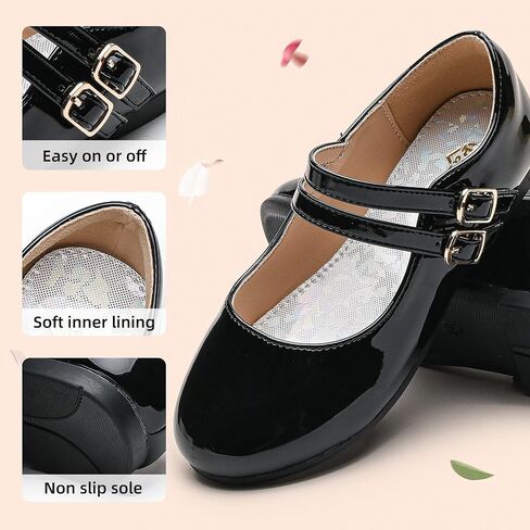 Parrosoo Girls Dress Shoes Mary Jane Shoes Princess Wedding Ballet Flats Toddler Girl School Shoes for Little Big Kids in Saudi Arabia