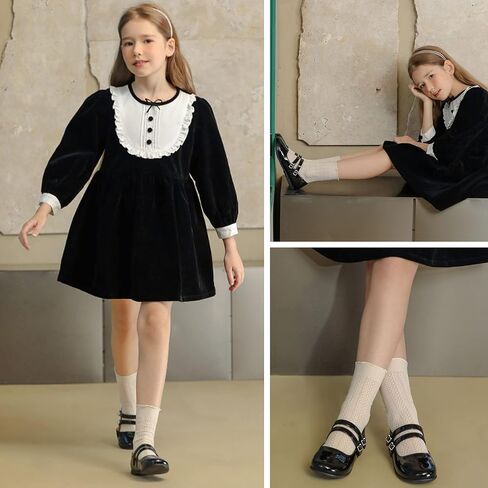 Parrosoo Girls Dress Shoes Mary Jane Shoes Princess Wedding Ballet Flats Toddler Girl School Shoes for Little Big Kids in Saudi Arabia