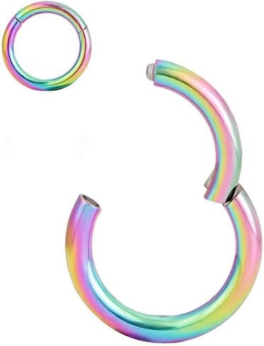 حلقات الأنف، 316L حلقات الأنف المفصلية من الفولاذ الجراحي 20 جرام 18 جرام 16 جرام 14 جرام حلقة الحاجز الحلزوني الغضروف هوب حلق ثقب الجسم مجوهرات قطر 5 مم - 14 مم، ذهبي، ذهبي وردي، فضي، أسود، قوس قزح in Kuwait